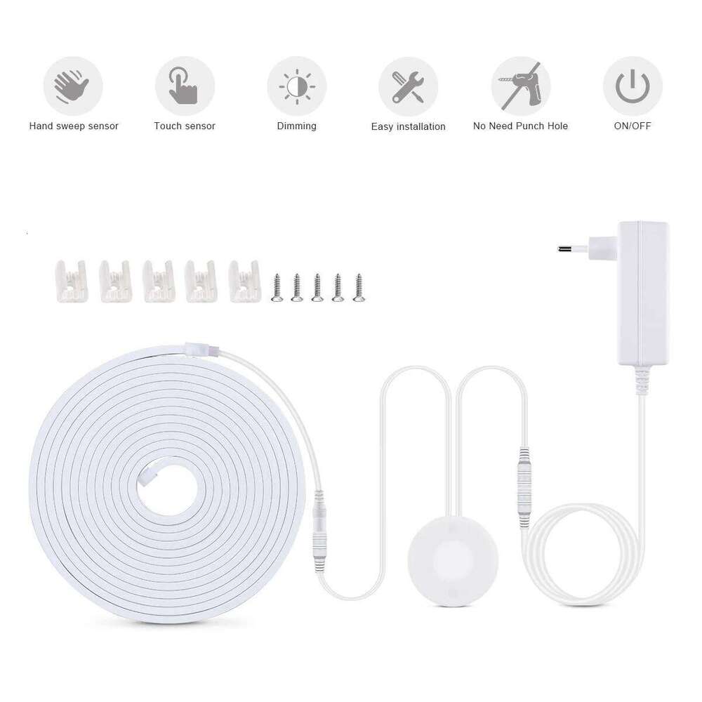 110V 220V To 24V COB Neon Strip Lights With Penetration Touch Sensor Switch Hand Waving Motion Kitchen Dimmable LED Lamp 10m Z260206