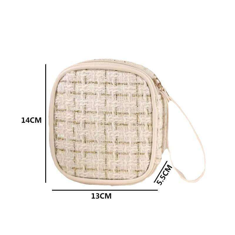 Simple Mini Makeup Storage Ladies Portable Lipstick Key Coin Data Line Organizer Pouch Girl Sanitary Napkins Tote Bag Y260206