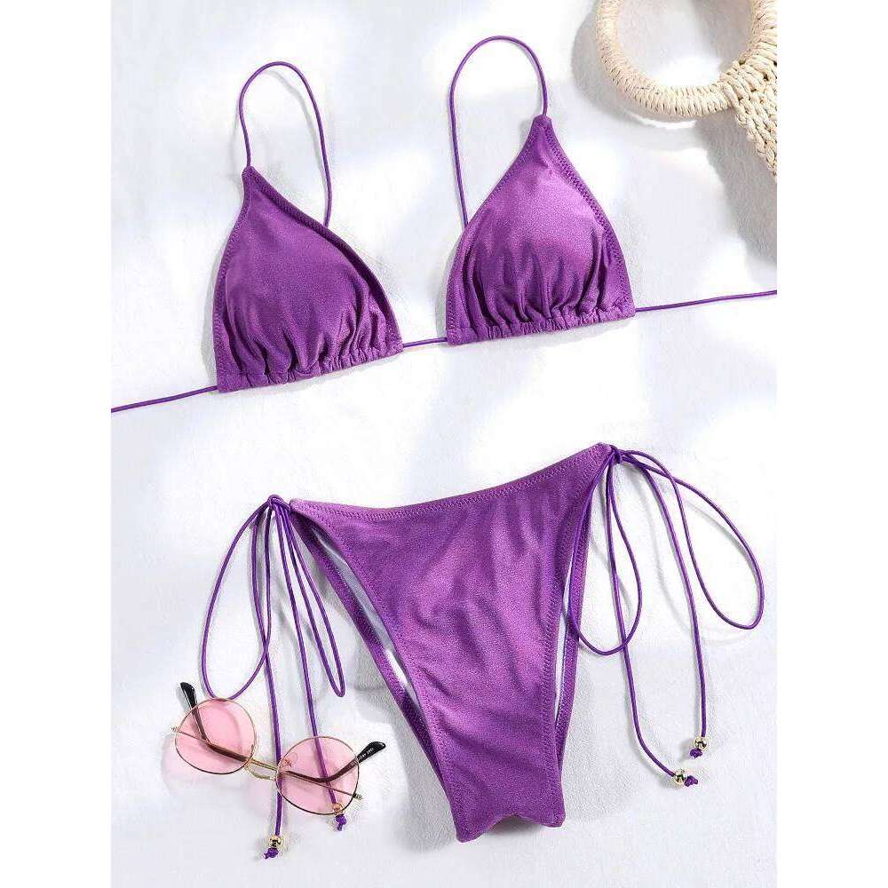 Solid Bikinis Low Waist Bathing Women's Swimming 2025 Biquinis Two Pieces Suit Summer Swimwear Z260206