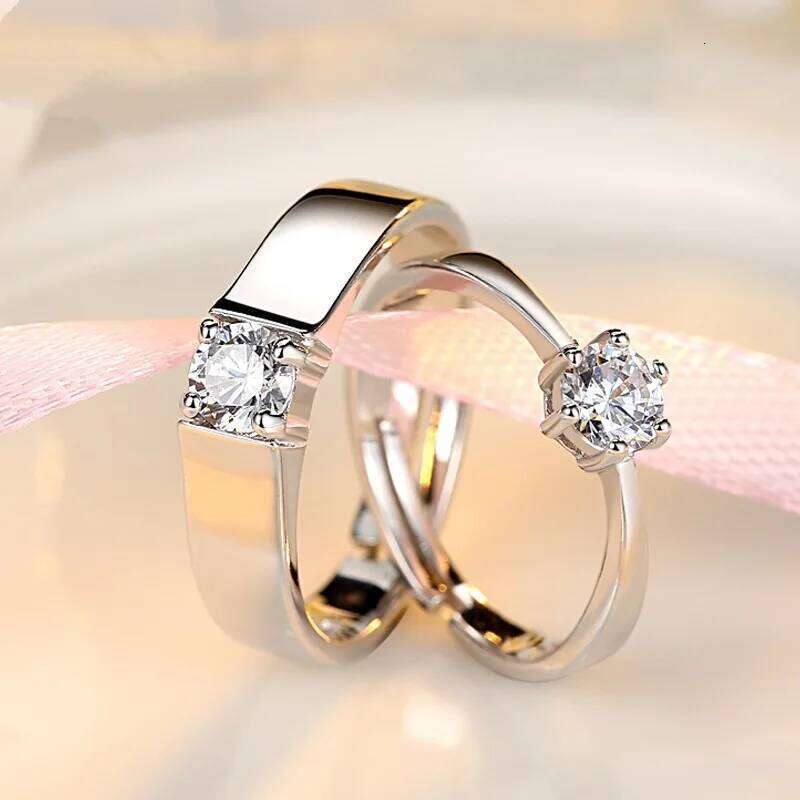 Classic Couple Rings For Men Women CZ Stone Trendy Wedding Lovers' Jewelry Romantic Valentine's Day Present Ring Accessory W260206