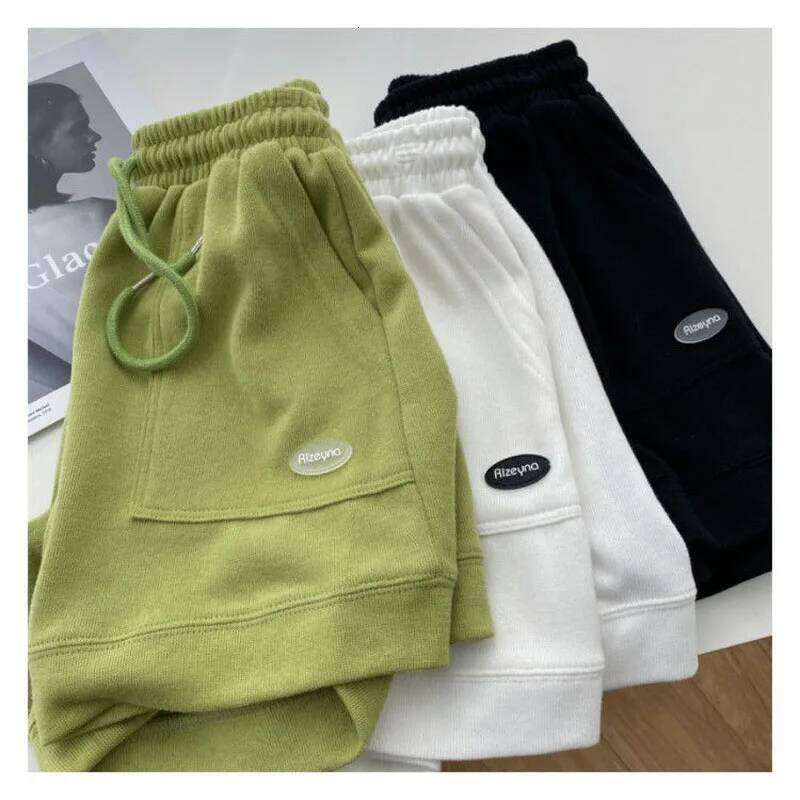 Women's comfortable loose wide-legged drawstring A pants Waist Slim fit casual home versatile sports shorts XJ260206