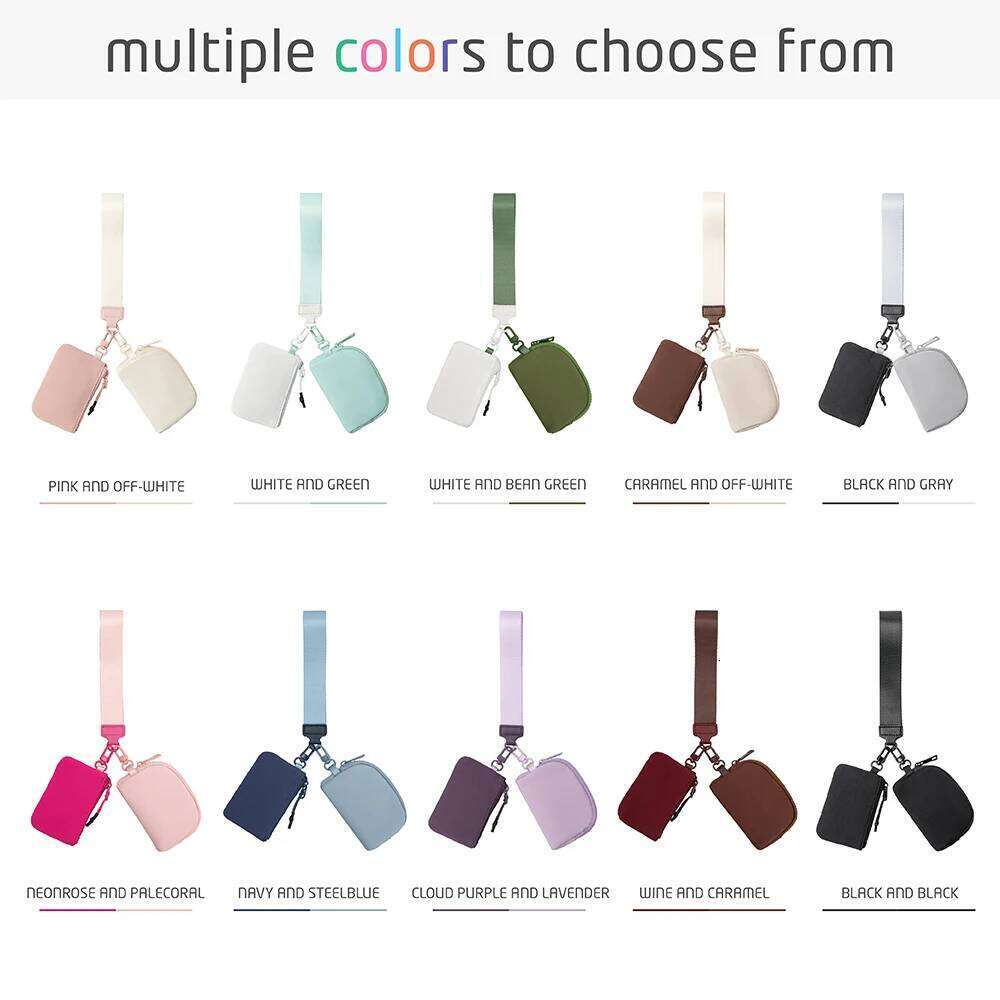 Portable Double Pouch Wristlet Keychain Wallet Small Zipper Coin Purse Women Detachable Key Card Holder Change Pocket Handbag Y260206