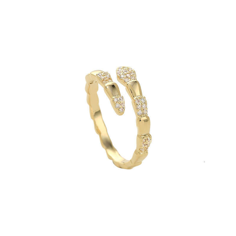 Micro Inlaid Zircon Elegant Open Niche Design Snake Bone Ring for Women