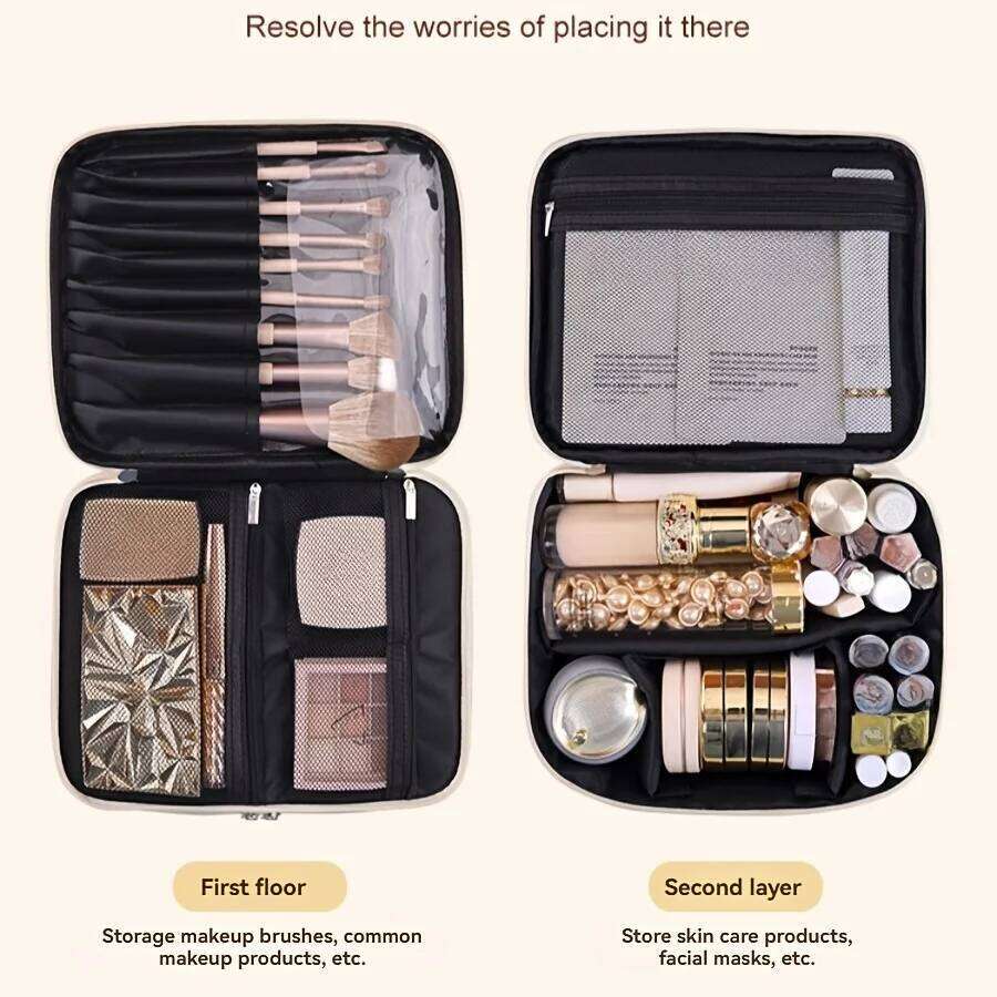 Large Capacity Cosmetic Toiletries Organizer PU Leather Portable Travel Toiletry Pouch Women Makeup Storage Bag Y260206