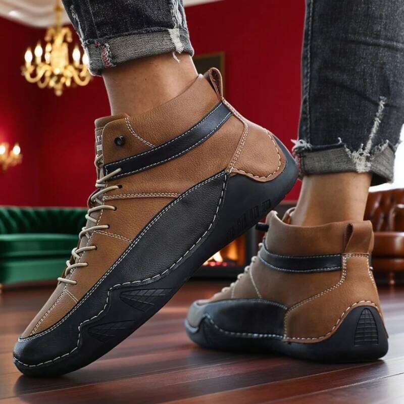New 2025 Handmade Leather Outdoor Hiking Anti Slip Training Work Shoes Men Ankle Fashion Autumn Winter Boots