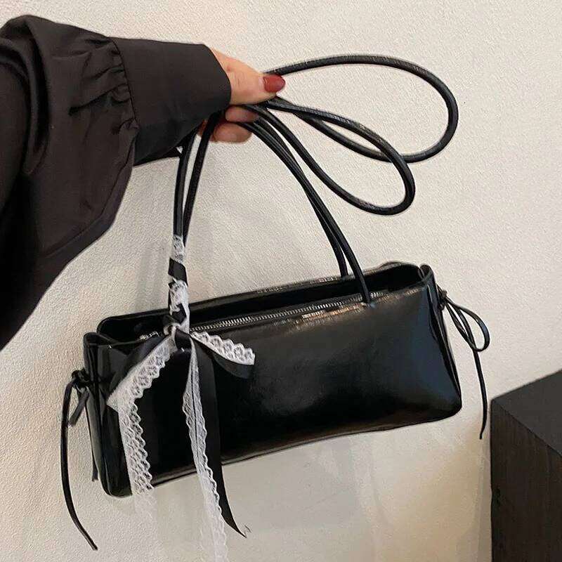 Y2K Lace Bow Handbag French Elegant Square Bags Simple Ballet Style Shoulder Bag New Korean Fashion Casual Women Packet for Date Y260205