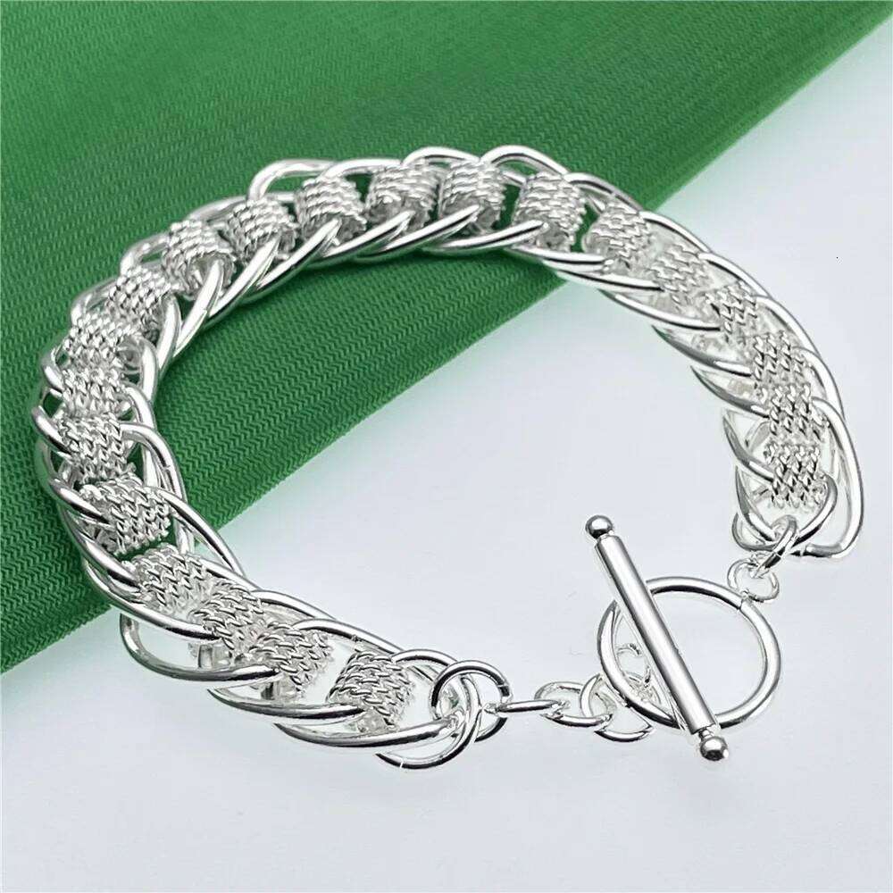 Andara Silver Fashion Round Mesh Bracelet for Women Engagement Wedding Jewelry Gifts 26H0206