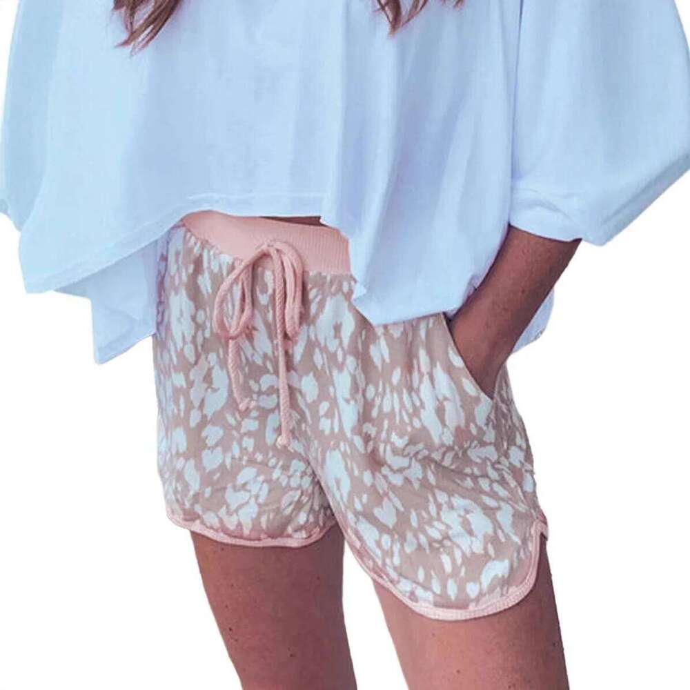 High Waist Leopard Print Shorts Women's Belted Five-Quarter Length Slightly Stretchy Summer New Style Street Fashion XJ260206