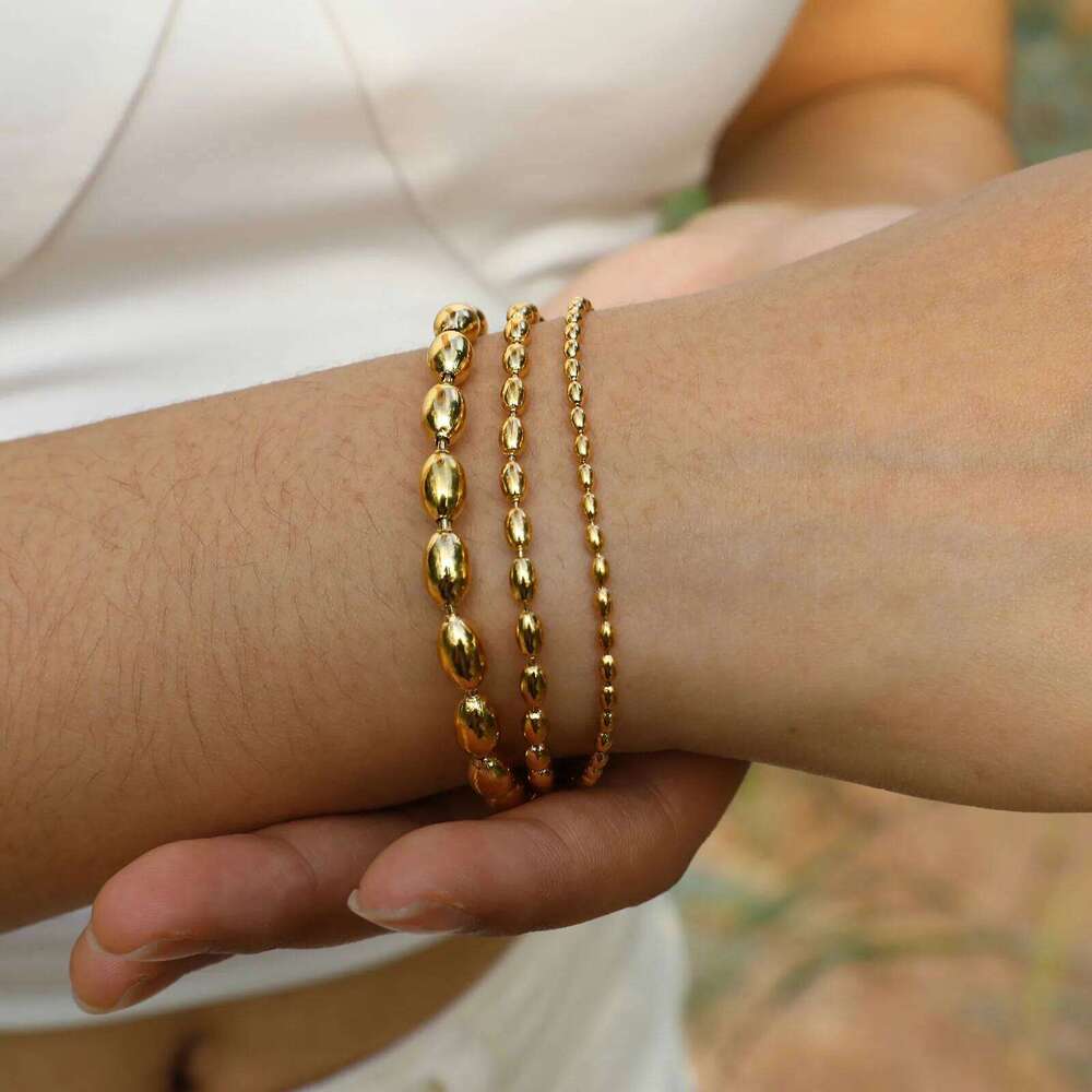 2024 Dainty 2MM/3MM/5MM Beads Chain Bracelets for Women,Gold Color Plating Charm Choker Links Wristband Bracelet Birthday Party 26H0206