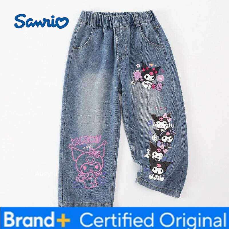 Sanrio Cinnamoroll Boy u Hello Kitty Jeans My Melody Pants Girl Kawaii Straight Trousers Anime Gift H260206