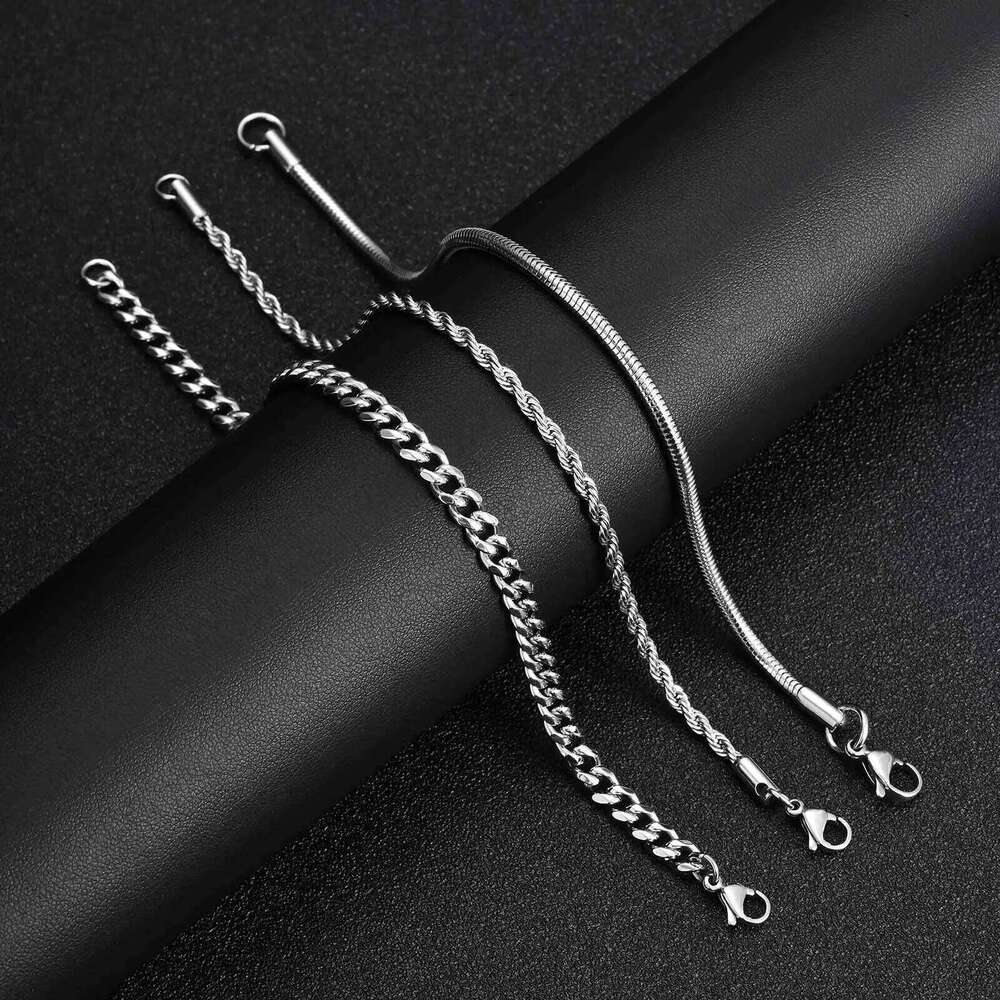 3pcs/set Cuban Chain Bracelet for Men,Classic Stainless Steel Stacked Bracelet,Punk Basic Chains Jewelry Gifts 26H0206