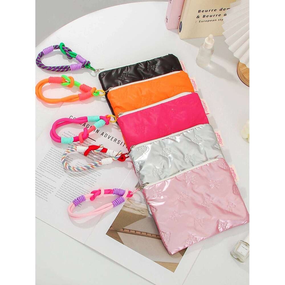 1piece bow hand-held travel essential daily toiletries bag, makeup storage bag Y260206