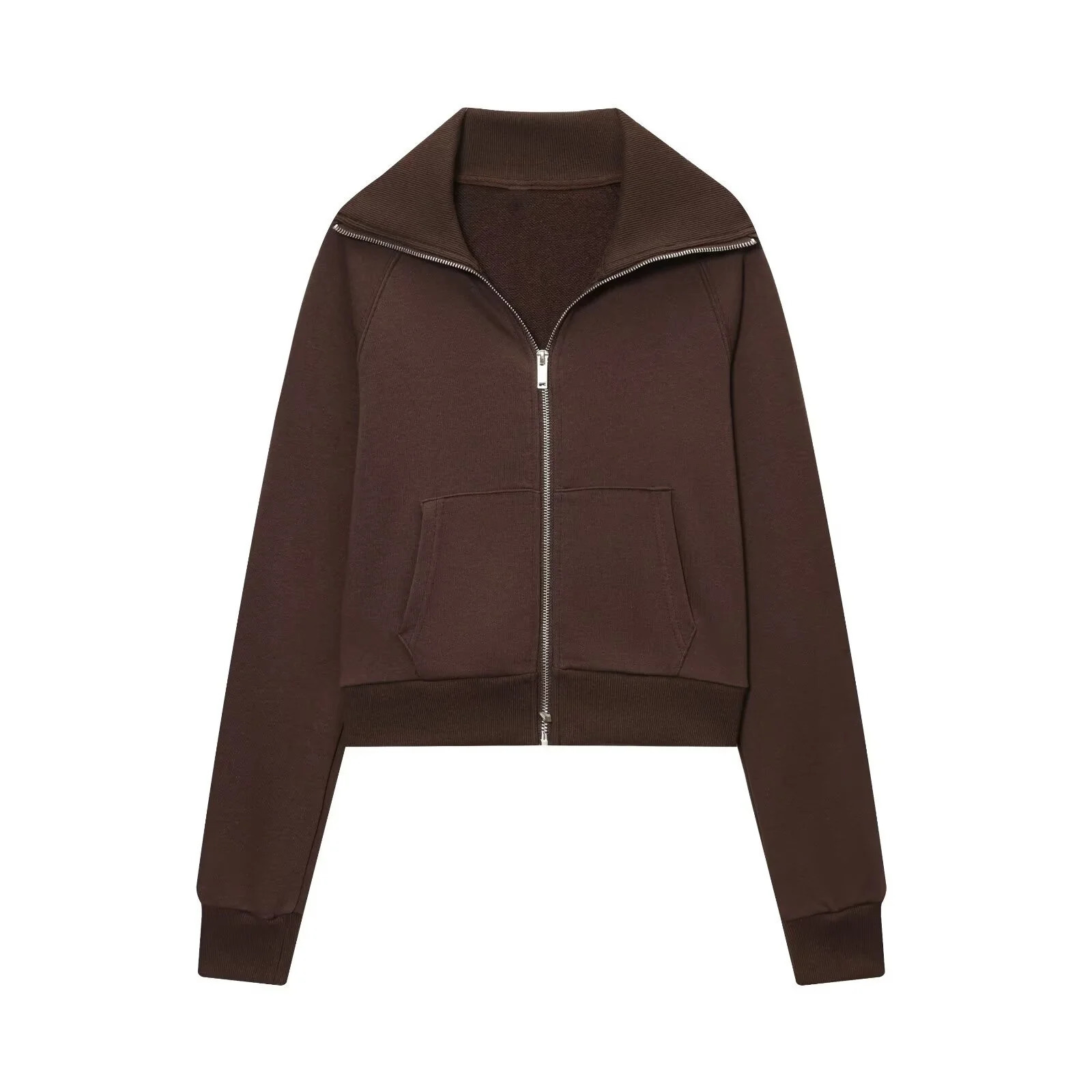 2025 Autumn Womens Casual Lapel LongSleeved Zipper Fleece Jacket HighWaisted Terry Flared Trousers 260126 - view 3