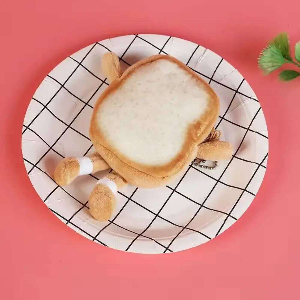 Cute Cartoon Toast Purse Portable Lightweight Coin Key Bread Earphone Bag Girl Y260206