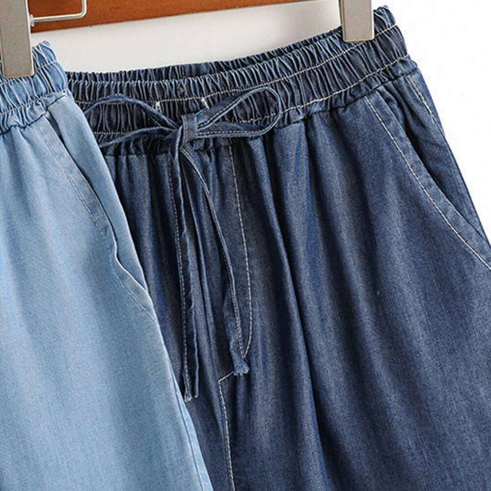 Women's Fashion Solid Color Pocket Button Up Capris Loose Elastic Waist Wide Leg Shorts for Women Womens Pants XJ260206