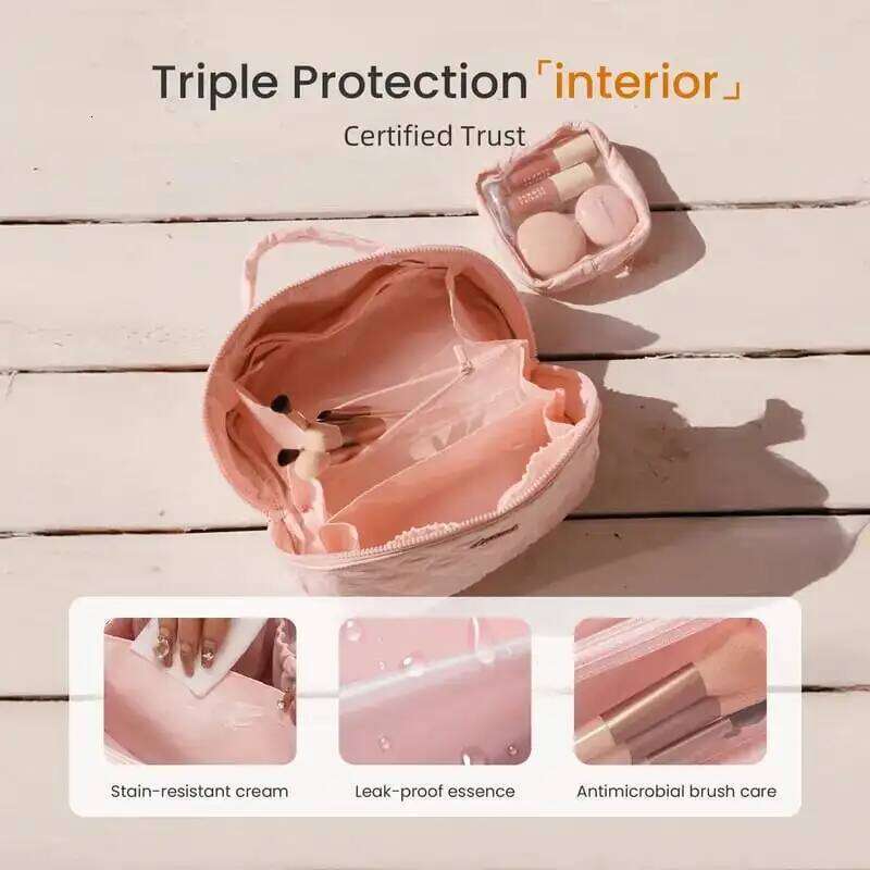 Large Capacity Portable with Handle Travel Makeup Storage Bag for Woman Essentials Beauty Cosmetic Washbag Pink Y260206