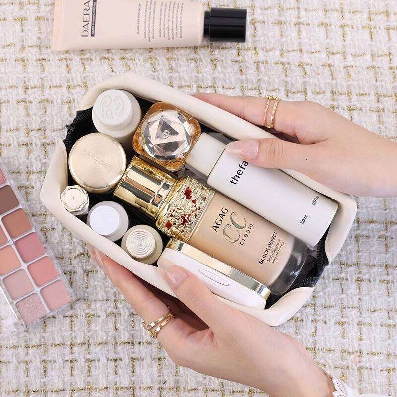 Women's PU Leather Portable Bag Large Opening Travel Cosmetic Organizer for Skincare & Makeup Essentials Y260206