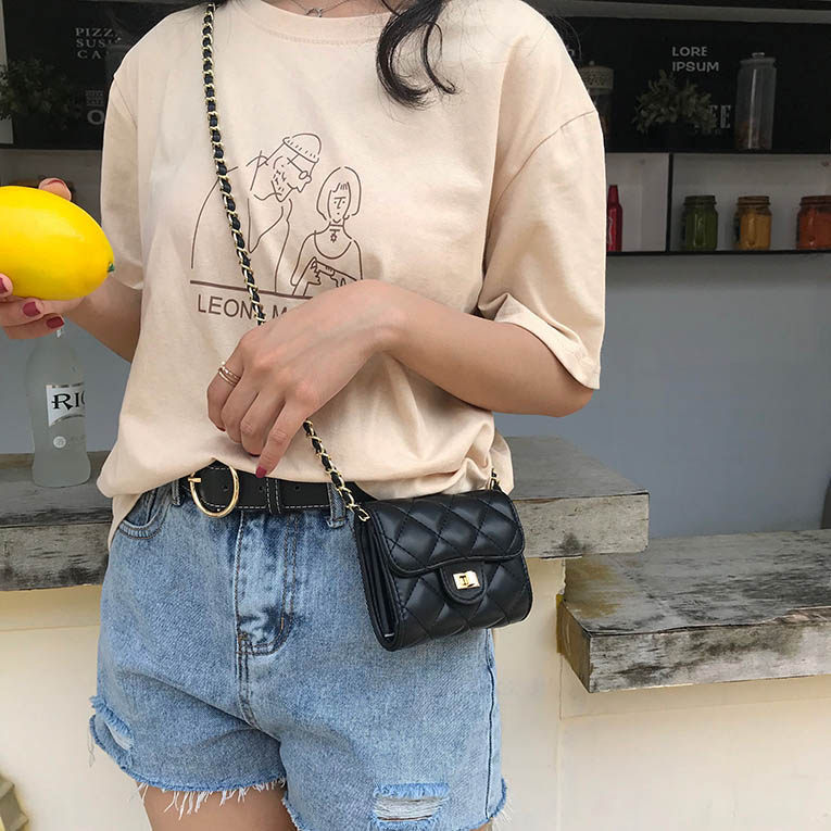 Women'S Bag New Fashion Rhombus Small Square Bag Mini Chain Bag Student Purse Crossbody Bag