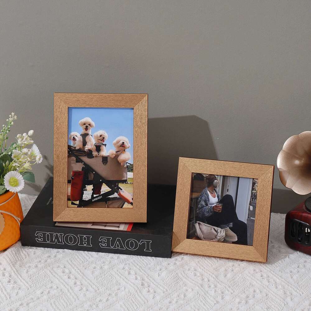 1pc solid wood frame gold, framed 4/5/6/7/8in photo frame, living room bedroom corridor wall or desktop decoration S260205