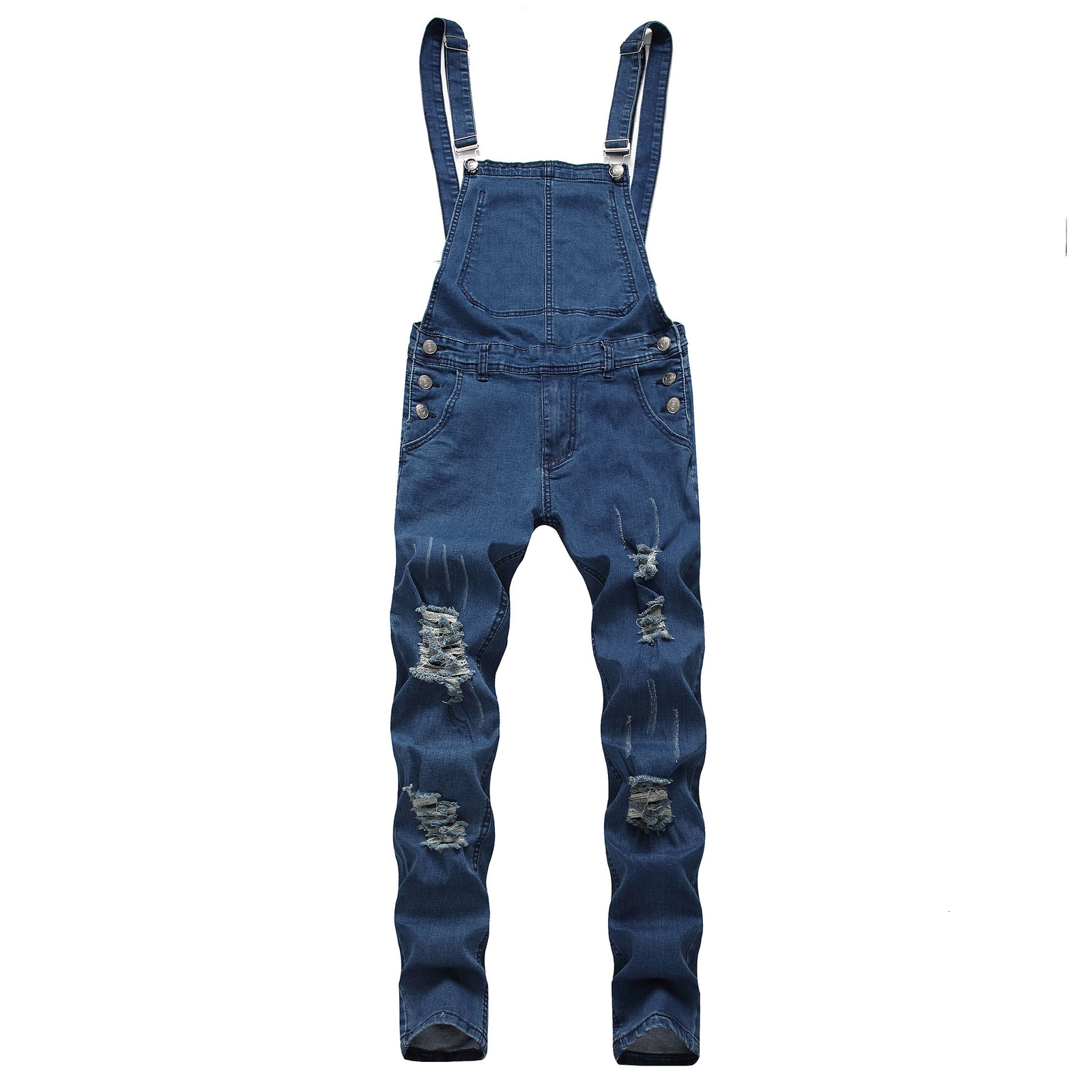 Fashion Men Pants Ripped Jeans Overalls Jumpsuits Hi Street Distressed Denim Bib Overalls For Man Suspender Pants Size S-XXXL 240808