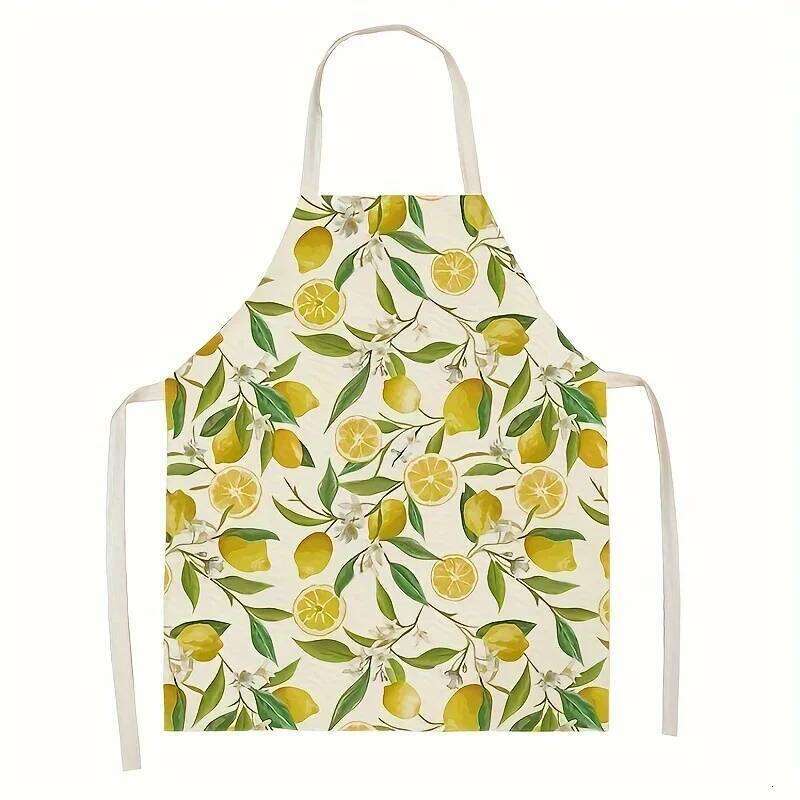 Stylish Baking Lemon Pattern Kitchen Stain Proof Home Waist Circumference Cooking Sleeveless Apron S260205