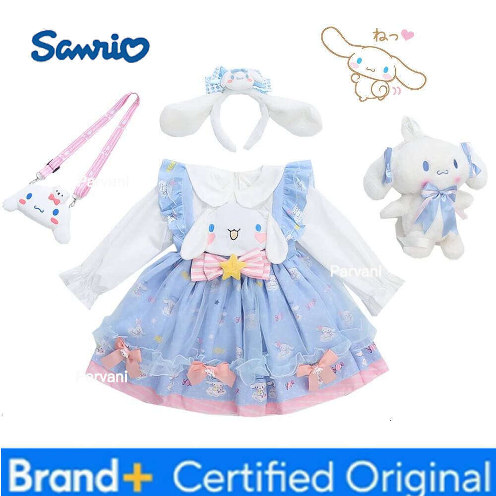 Sanrio Melody Cinnamoroll Lolita Cos Puffy Skirt Girl Cotton Dress High Quality Long Sleeve Derss Children Halloween Costume Gift H260206 - view 3
