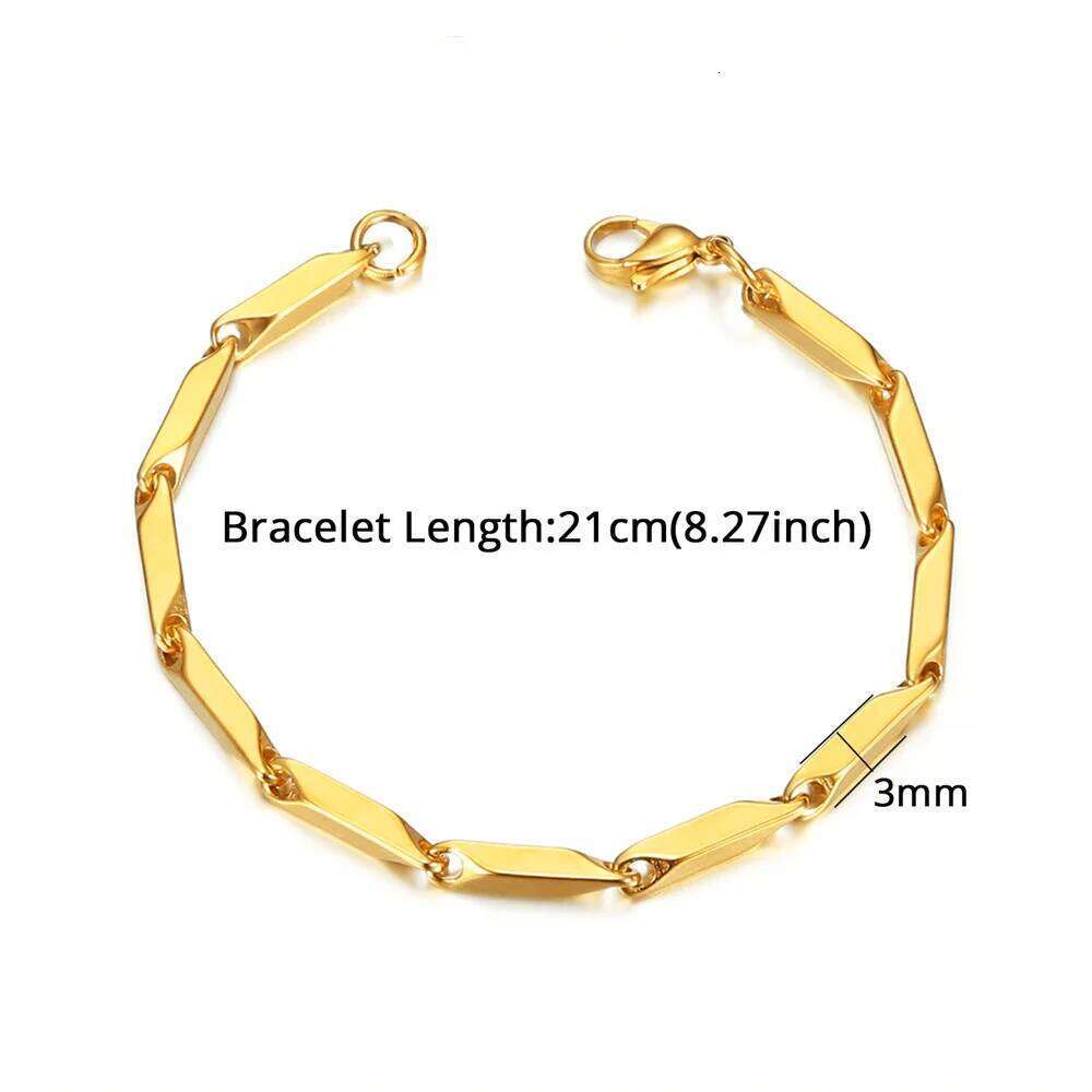 Punk Irregular Link Bracelets 18/21cm Gold Silver Color Stainless Steel 3mm Hand Chain for Men Women Hip Hop Jewelry Gift 26H0206