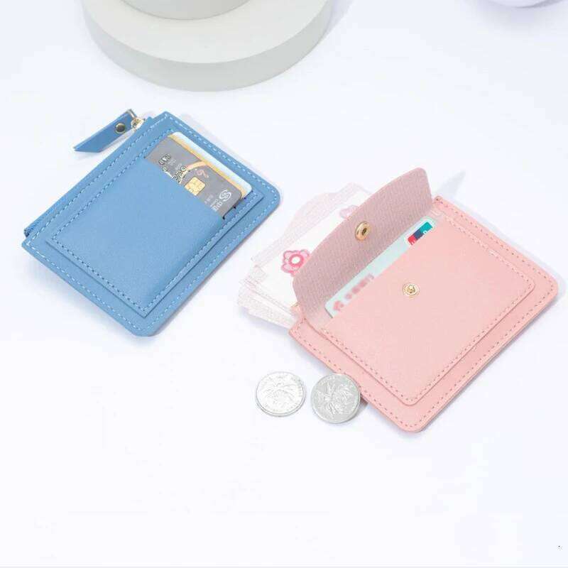 Holder Wallet for Women, Womens Zipper Wallets with Credit Slots, PU Card Case Slim Front Pocket Coin Purse Y260206