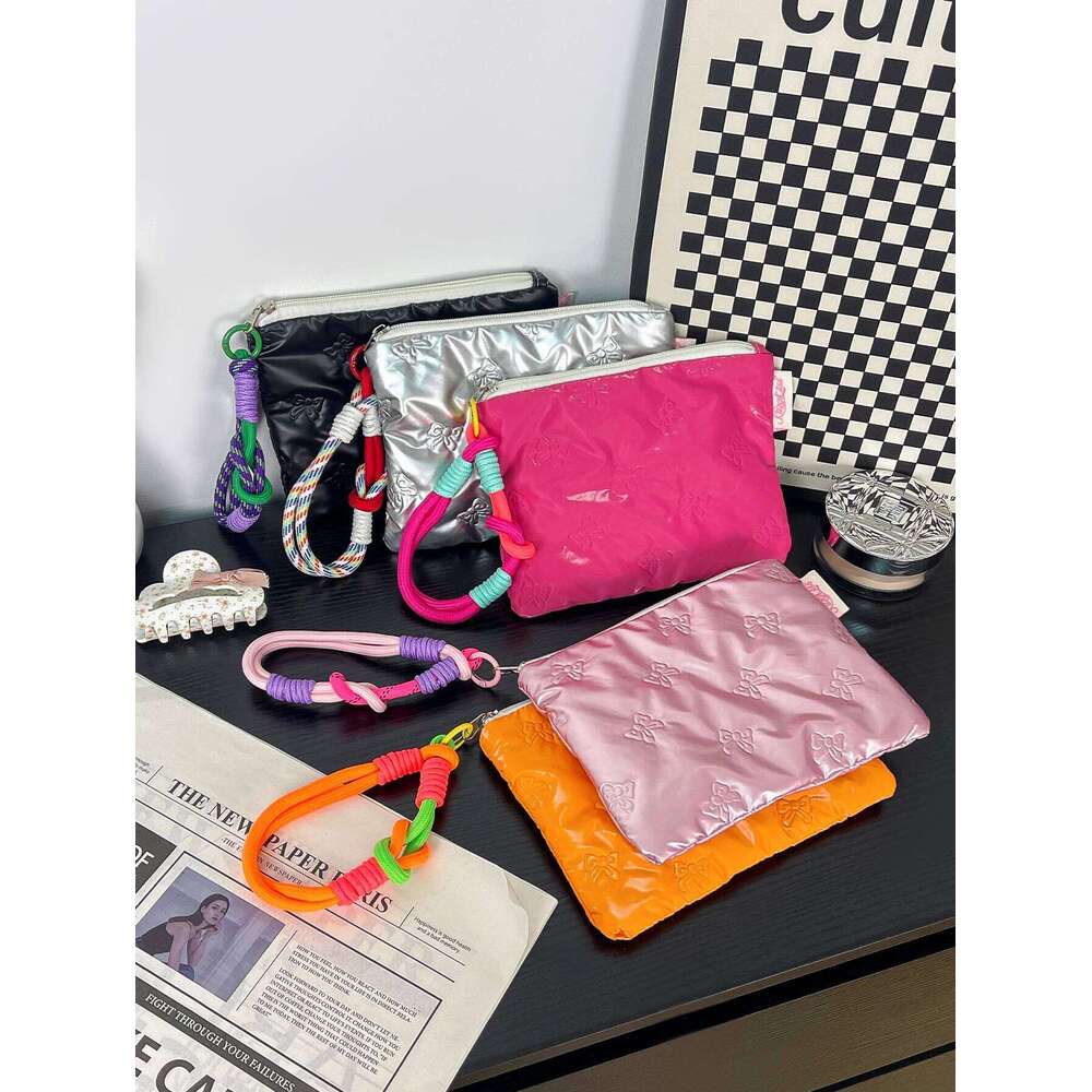 1piece bow hand-held travel essential daily toiletries bag, makeup storage bag Y260206