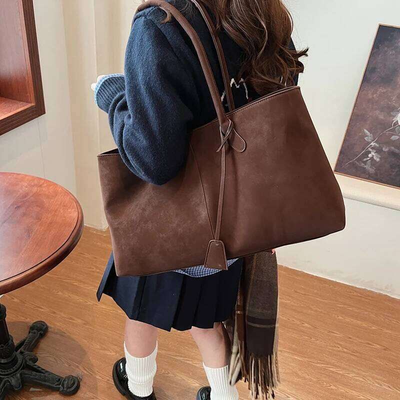 Faux Suede Solid Color High Quality Fashionable Versatile Handbag 2025 Women's Product Hot Selling Large Capacity Shoulder Bag Y260205