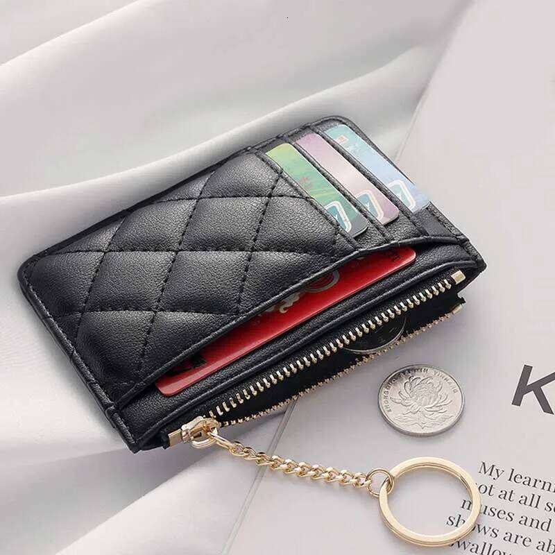 Quilted Minimalist Ring Mini Wallet - Bag with Multiple Card Slots and ID Holder, Zipped Coin Purse Faux Leather-tan carteras Y260206