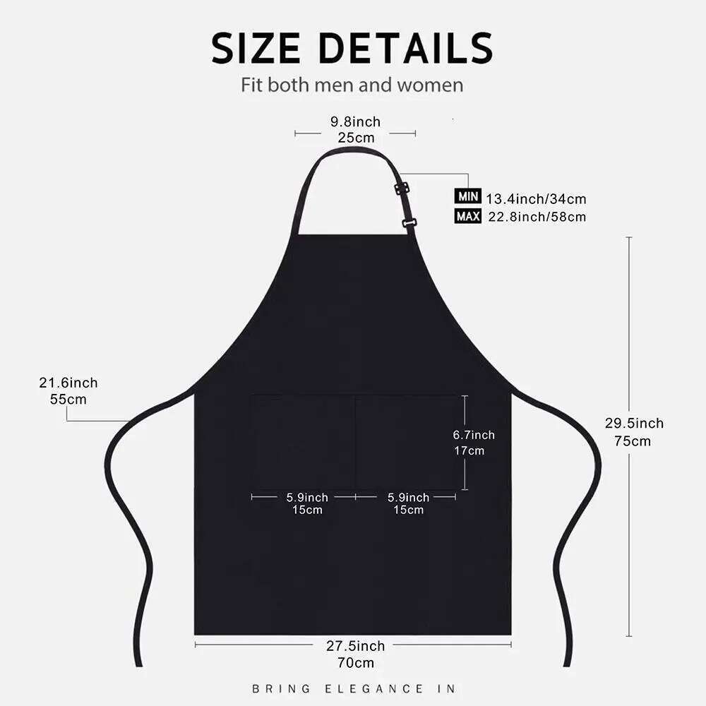 Polyester Cotton Waterproof with large pocket Black Kitchen Aprons Adjustable Anti Dirty Chef Work Apron Nail Beauty S260205