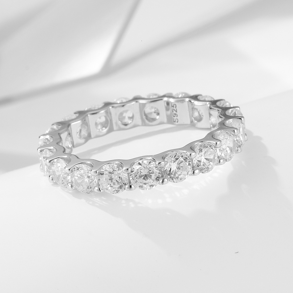 Best-selling in Europe America, S925 sterling silver 3.5mm cubic zirconia women, simple and versatile, suitable for stacking, full diamond ring