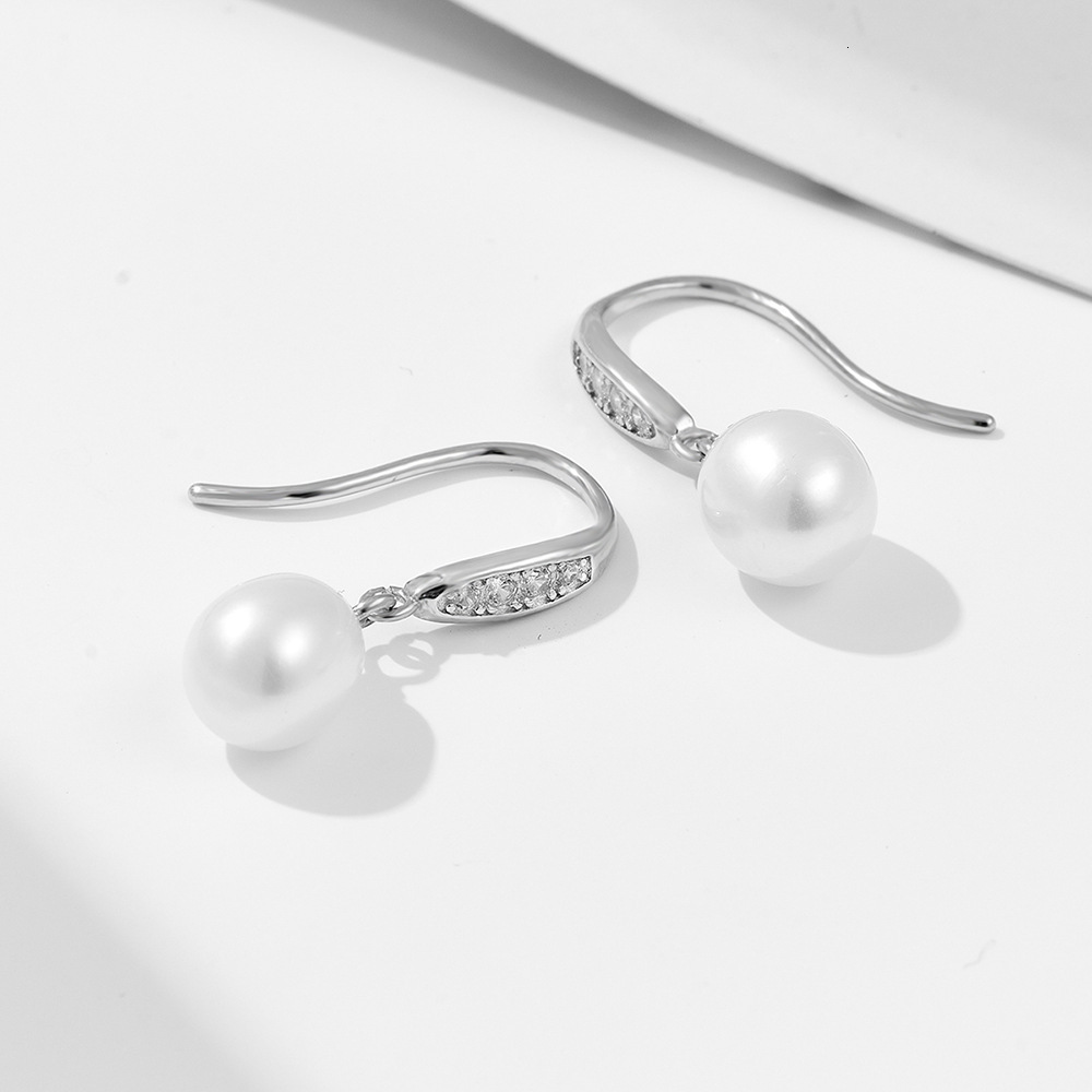 s925 sterling silver freshwater pearl long hook for women, light luxury vintage high-end earrings