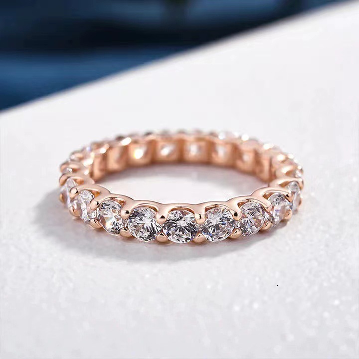 Best-selling in Europe America, S925 sterling silver 3.5mm cubic zirconia women, simple and versatile, suitable for stacking, full diamond ring