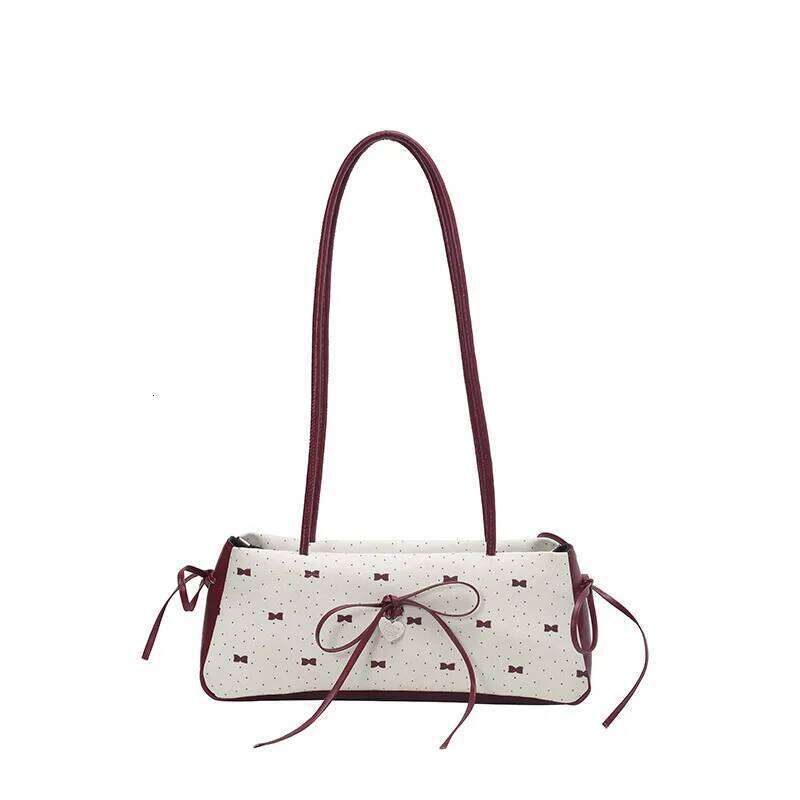Women's Sweet Style High End Underarm Bow Print Commuter Fashionable Single Shoulder Handbag Trendy Cute Small Bag XJ260129