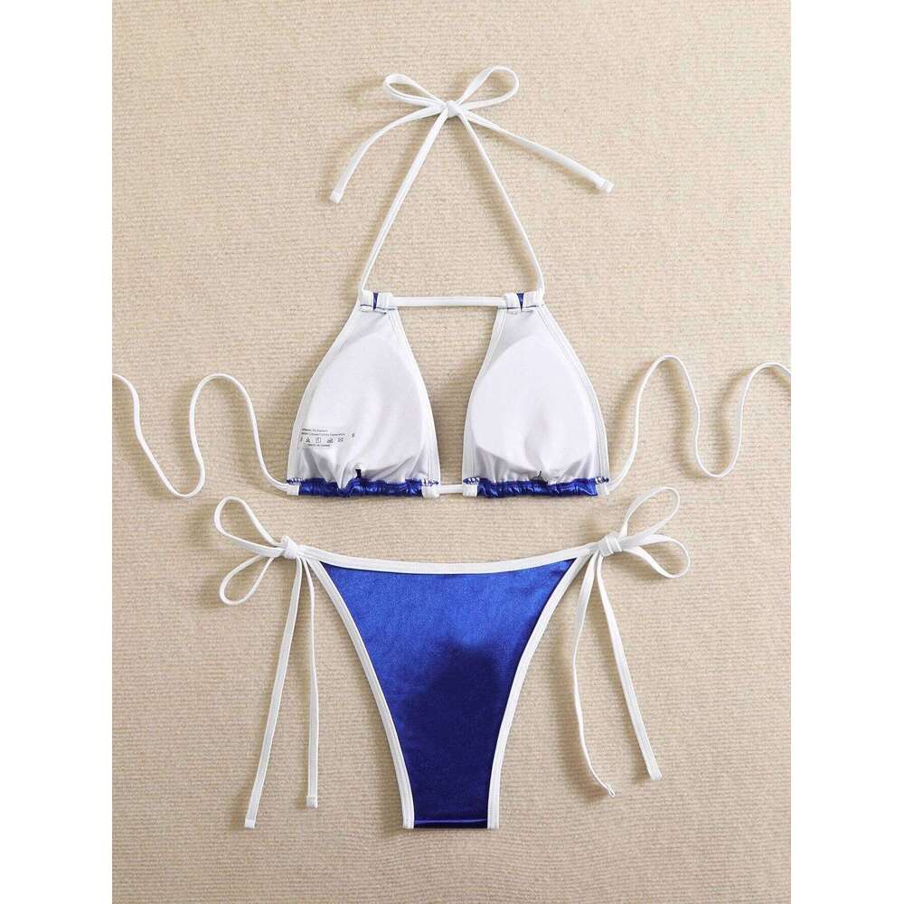 Sexy Triangle Push Up Mini Bikini Side String Swimwear Women Glossy Metallic Brazilian Bikinis Bathing Suit Beach Wear Swimsuit XJ260206
