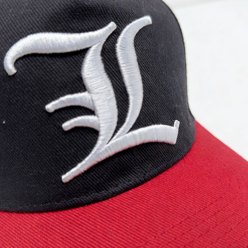 Men's Women's Black Red Flat Brim Cap White L Embroidery Mesh Hip Hop Streetwear Hat