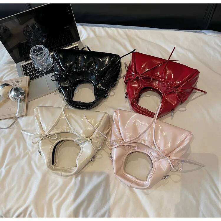 Korean Simple Bow Design Portable Bucket Women's Shoulder Bags Fashionable Commuter Messenger Bag Magnetic Buckle Handbag Y260205