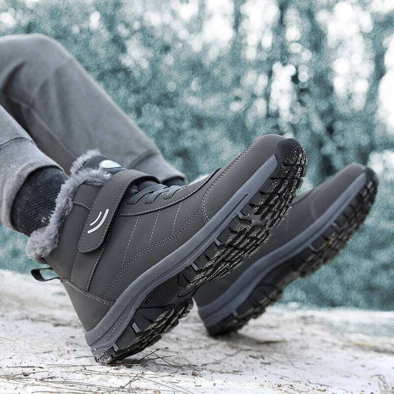 Snow for Men Casual Winter Shoes Platform Non-slip Warm Fur Ankle Plush Combat Outdoor Hiking Motorcycle Boots