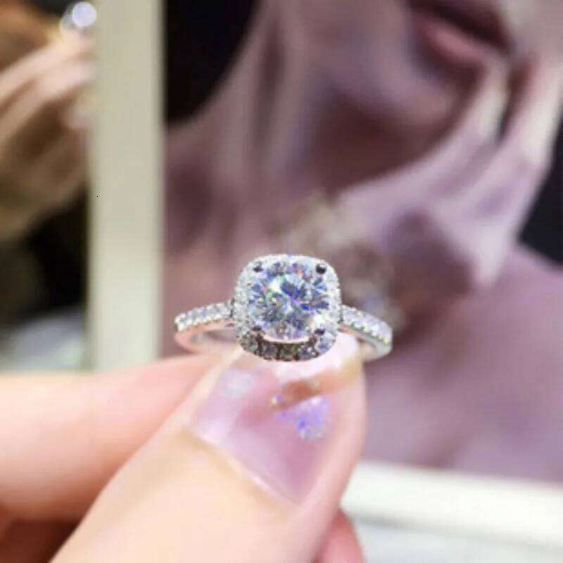 Luxury Geometric Square Zircon Opening Couple Rings for Women Men Exquisite Silver Color Stainless Steel Finger Wedding Jewelry W260206