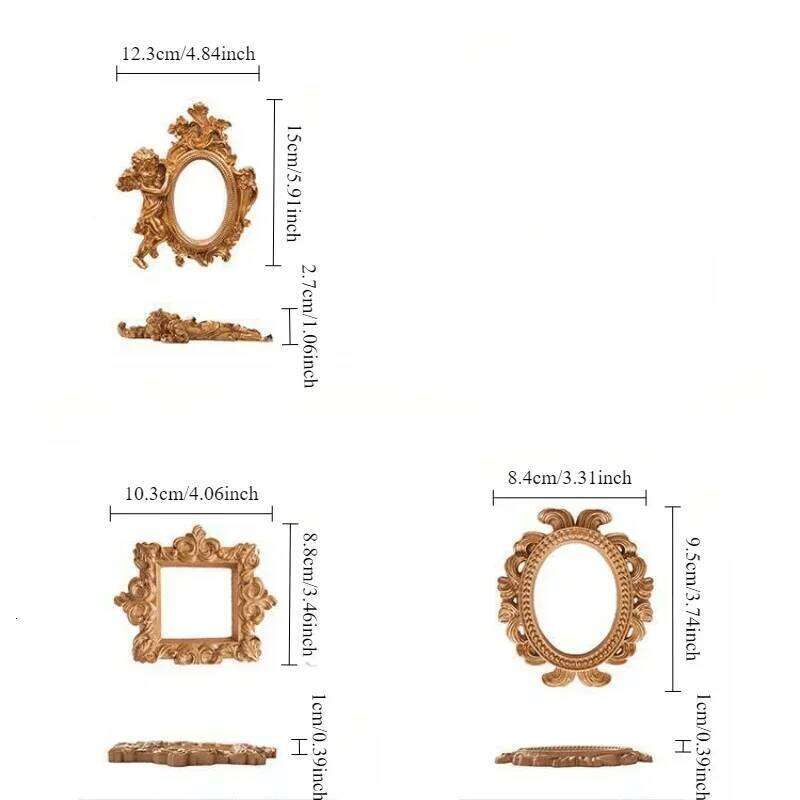 European Fashion Creative Gifts Victorian Style Retro Resin Mini Angel Oval Small Photo Accessories Positioning Frame S260205