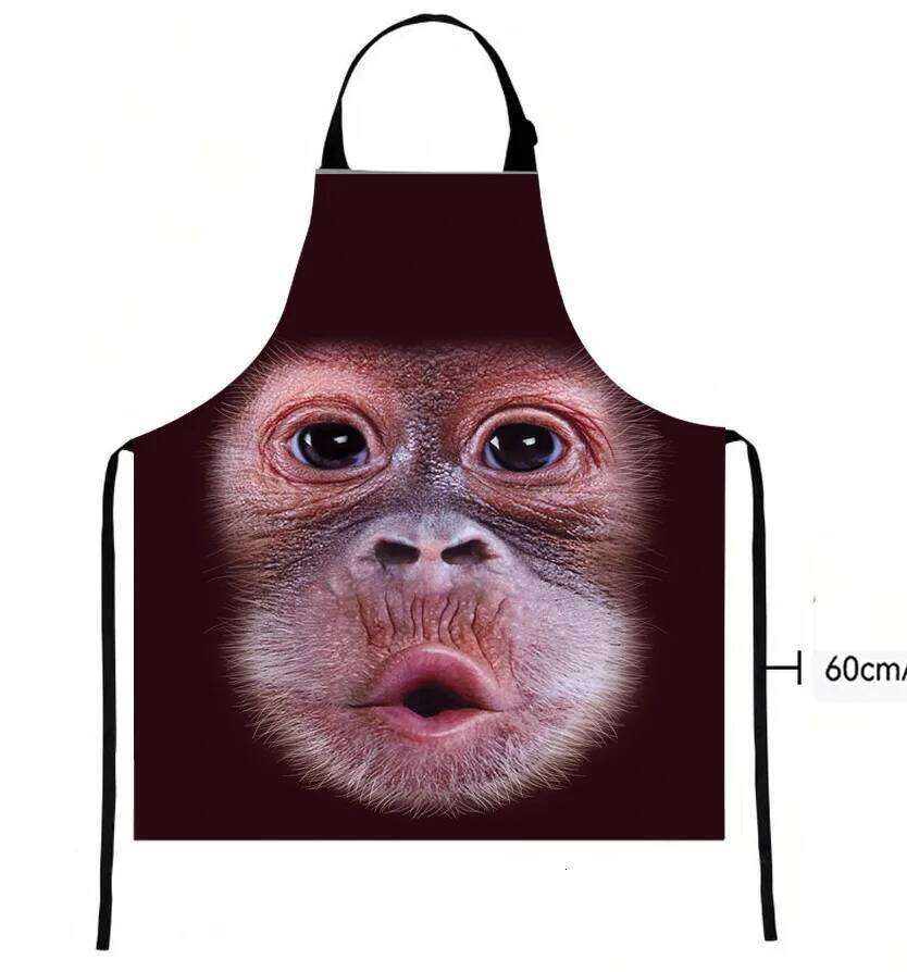 Gorilla Cubs Close-Up Face Print Sleeveless Polyester Apron for Home Kitchen Baking Work and Stylish Design S260205 d9b