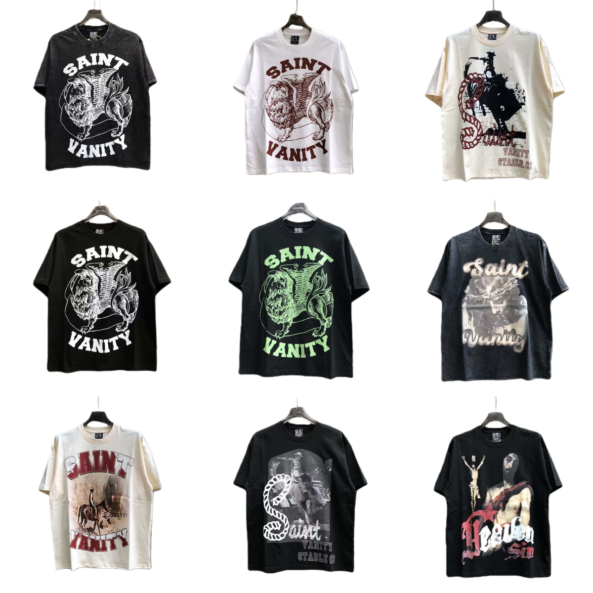 saint Vainty Mens Tshirts Designer Saint Vanity Shirt Streetwear Hip Hop Top-notch Unisex Short Sleeve Summer High Quality 100% Cotton Tshirts Vintage Print