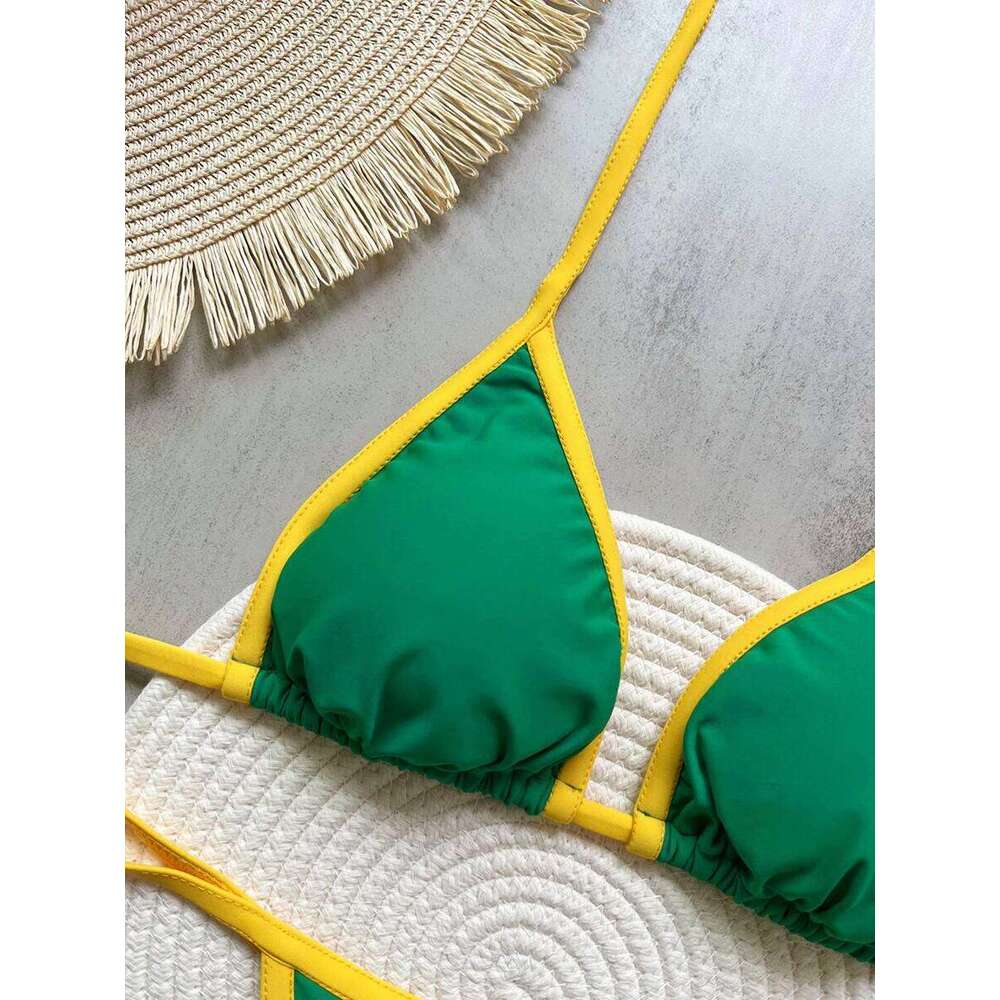 2025 New Women's Bikini Split Print Fashion G-string Holiday Push Up Beach wear Thong Swimwear XJ260206