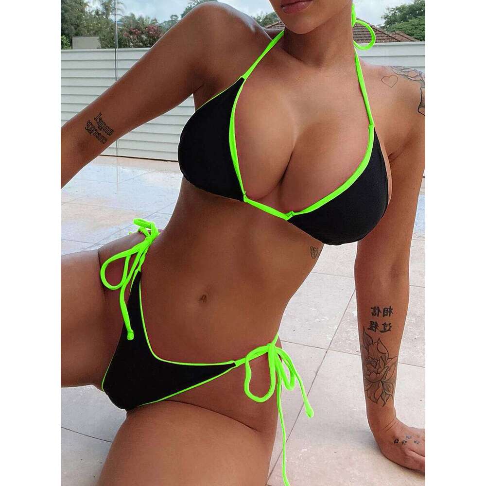 Sexy Leopard Micro Bikini 2023 Women Swimsuit Female Swimwear Thong Bikinis Set Brazilian Halter Beach Wear Lace Up Bathing Suit Z260206