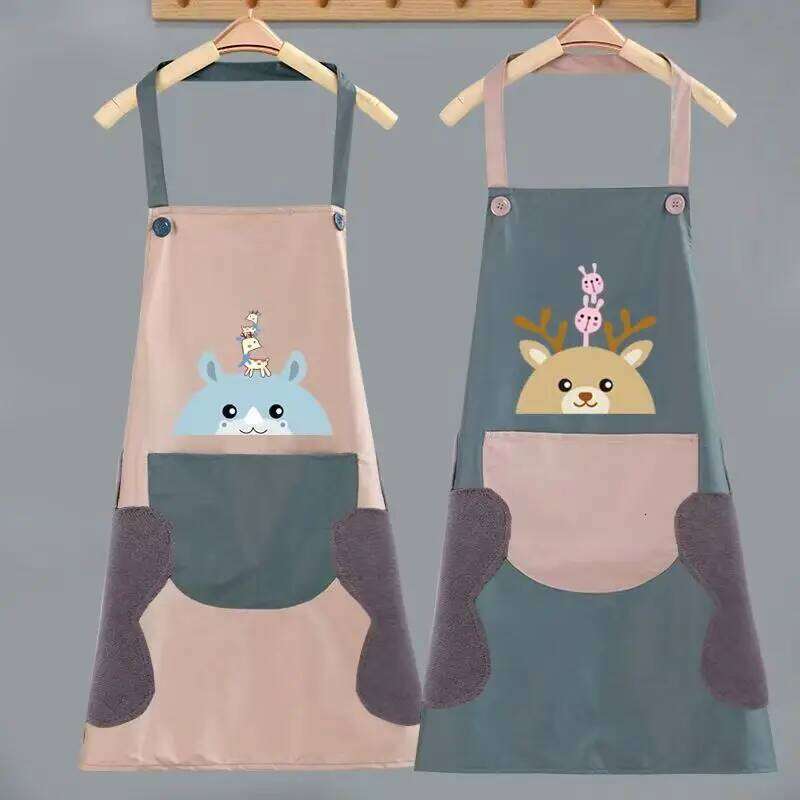 Apron, Waterproof and Oil-proof, Ladies' Work Household Kitchen Supplies Korean Cute Patterns Gift Apron S260205