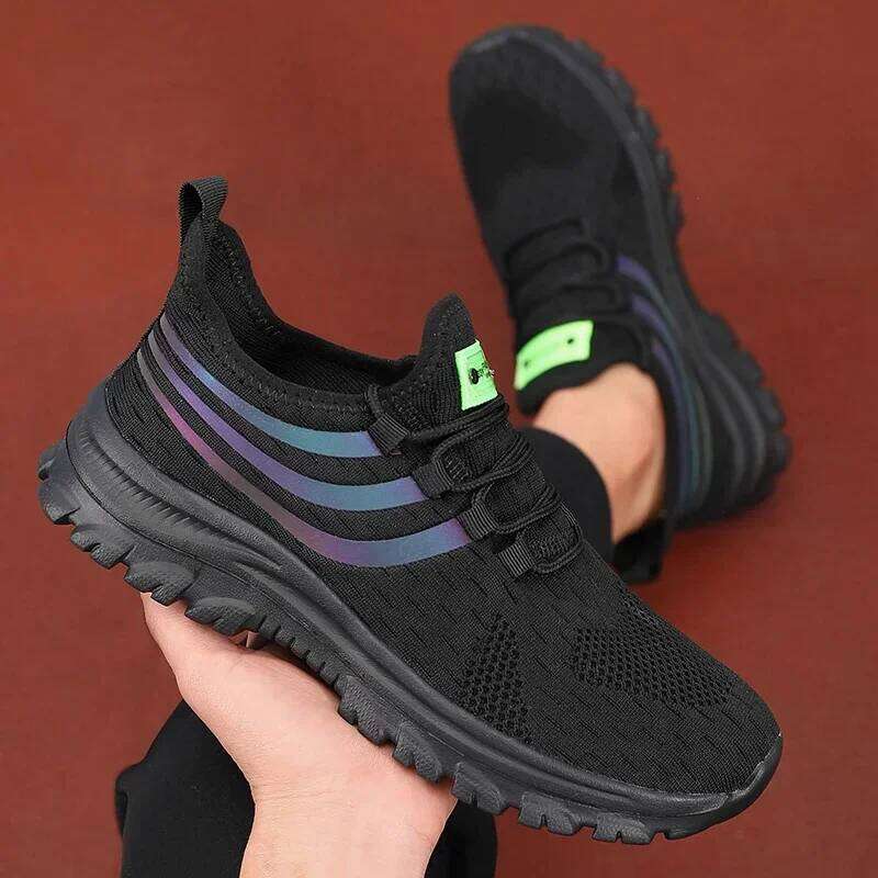 Spring Breathable Sports Men's Casual Running Hollow Mesh Lightweight Anti Slip Work Shoes Sneakers Men