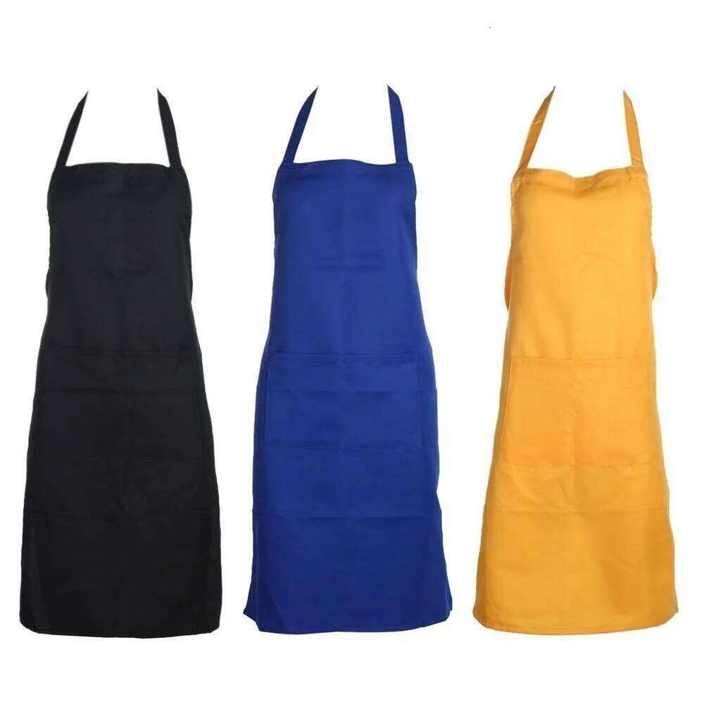 Adjustable Cooking Unisex Waterproof Dust-proof Waiter Hairdresser Chef Dirt-resistant Solid Sleeveless Apron Pocket S260205