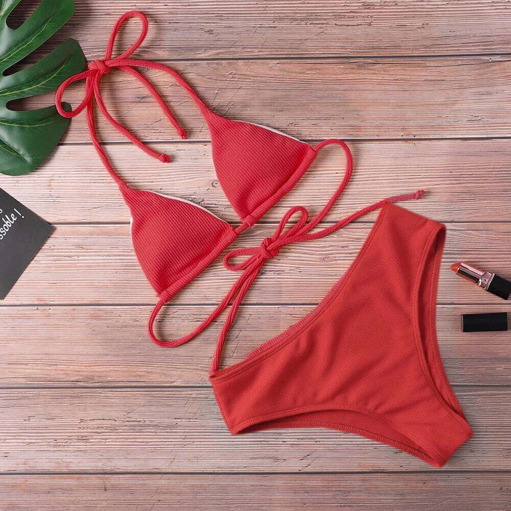 Women's Sexy High Cut Bathing Suit, Female Swimsuit, Swimwear, Bandage Bikini Set, Beach Wear, 4 Colors, 2020 Z260206